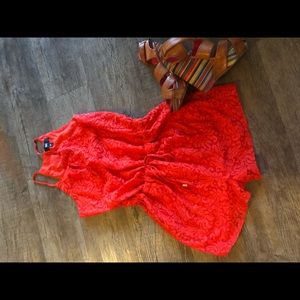 Red lace romper